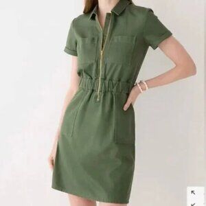 JCrew Zip Front Utility Dress Army Green - Medium
